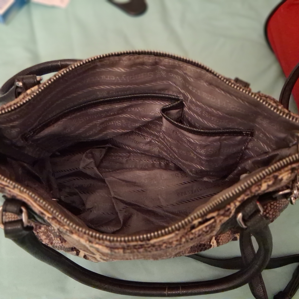 Python-Texture Shoulder Bag In Brown And Black - image 4